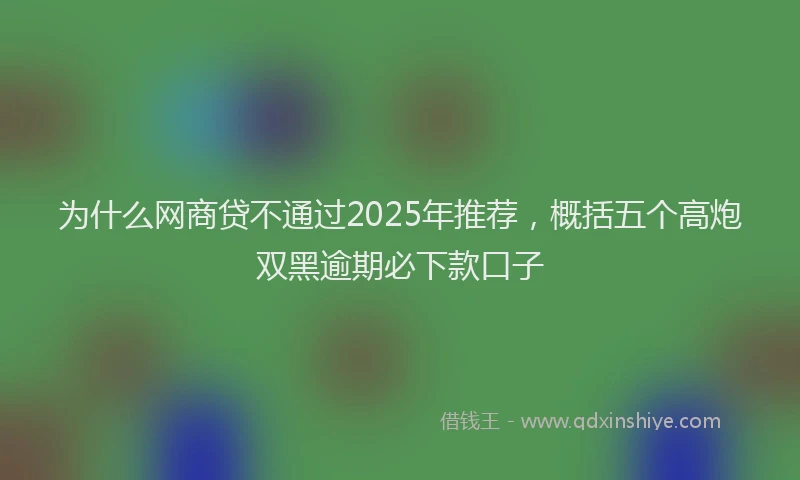 为什么网商贷不通过2025年推荐，概括五个高炮双黑逾期必下款口子