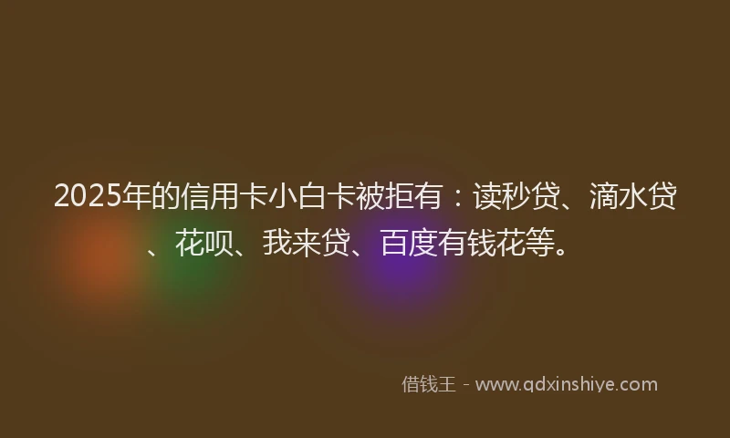 2025年的信用卡小白卡被拒有：读秒贷、滴水贷、花呗、我来贷、百度有钱花等。