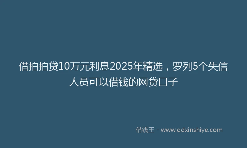 借拍拍贷10万元利息2025年精选，罗列5个失信人员可以借钱的网贷口子