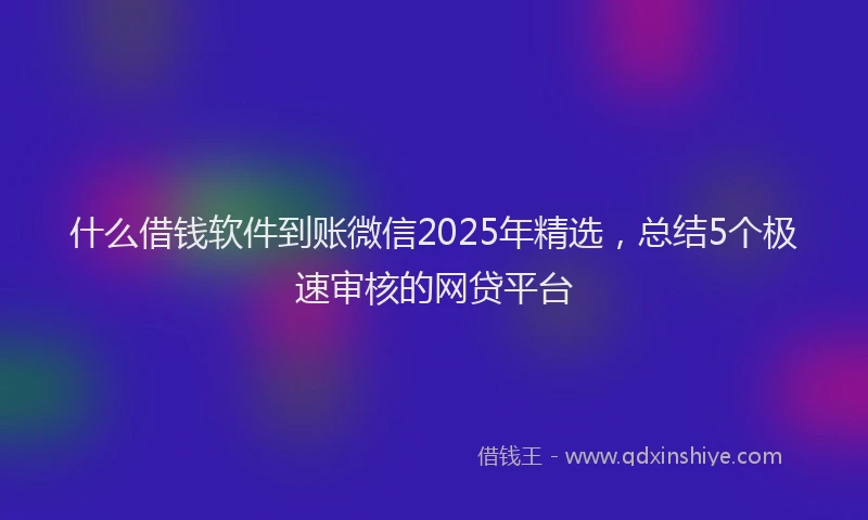 什么借钱软件到账微信2025年精选，总结5个极速审核的网贷平台