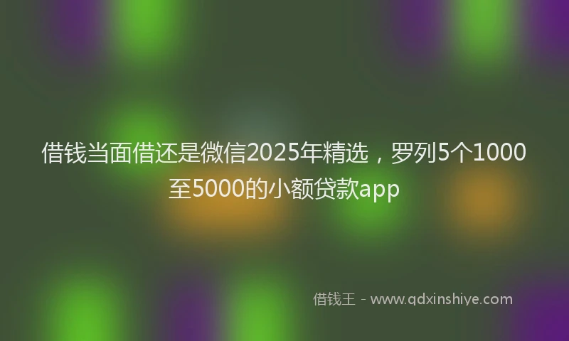 借钱当面借还是微信2025年精选，罗列5个1000至5000的小额贷款app