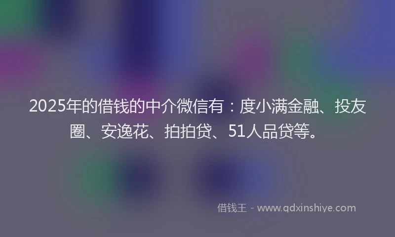 2025年的借钱的中介微信有：度小满金融、投友圈、安逸花、拍拍贷、51人品贷等。