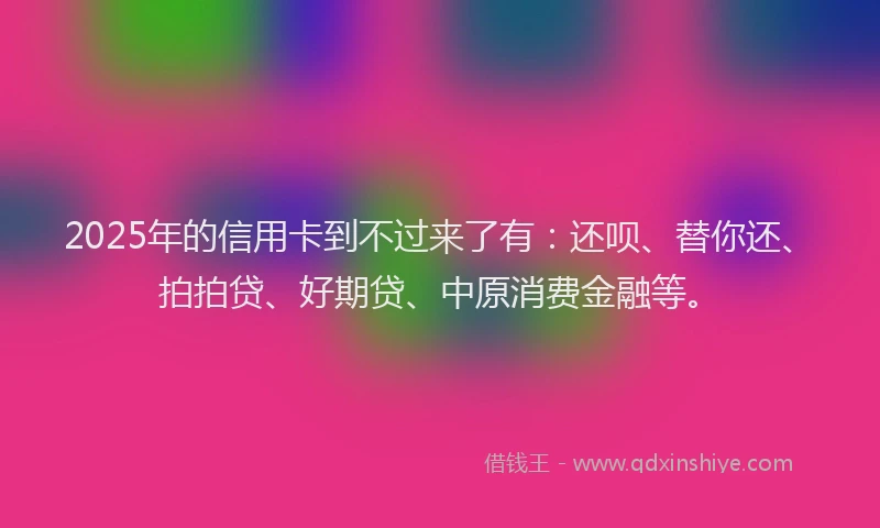 2025年的信用卡到不过来了有：还呗、替你还、拍拍贷、好期贷、中原消费金融等。