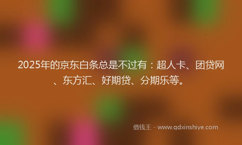 2025年的京东白条总是不过有：超人卡、团贷网、东方汇、好期贷、分期乐等。