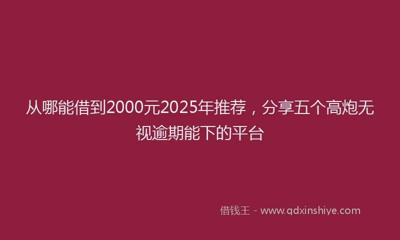 从哪能借到2000元2025年推荐，分享五个高炮无视逾期能下的平台