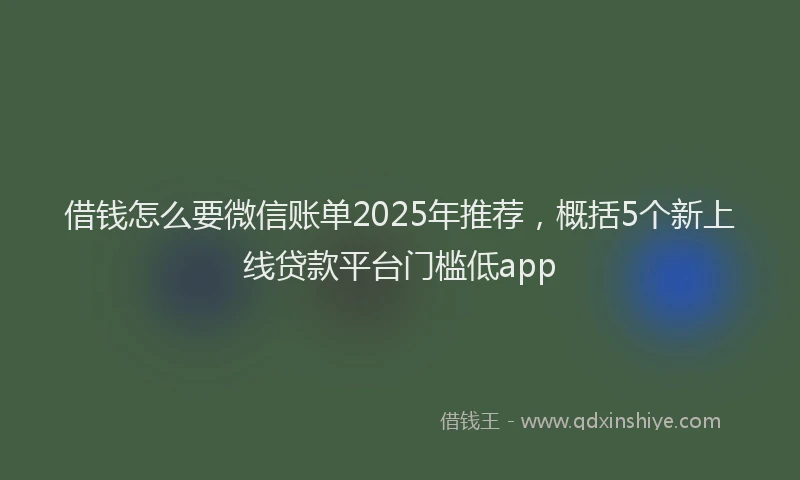 借钱怎么要微信账单2025年推荐，概括5个新上线贷款平台门槛低app