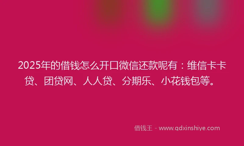 2025年的借钱怎么开口微信还款呢有：维信卡卡贷、团贷网、人人贷、分期乐、小花钱包等。