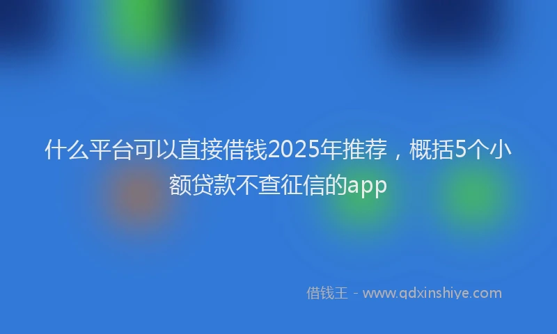 什么平台可以直接借钱2025年推荐，概括5个小额贷款不查征信的app