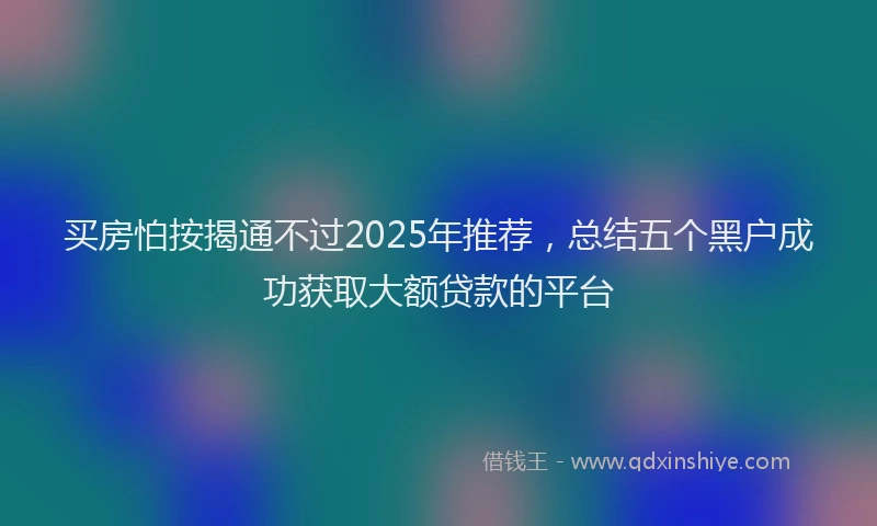 买房怕按揭通不过2025年推荐，总结五个黑户成功获取大额贷款的平台