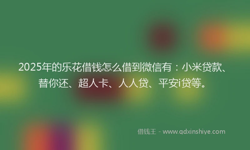 2025年的乐花借钱怎么借到微信有：小米贷款、替你还、超人卡、人人贷、平安i贷等。