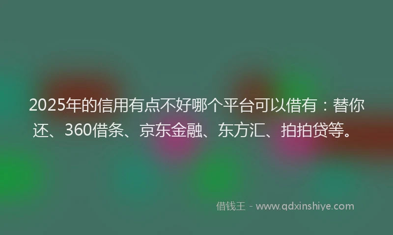 2025年的信用有点不好哪个平台可以借有：替你还、360借条、京东金融、东方汇、拍拍贷等。