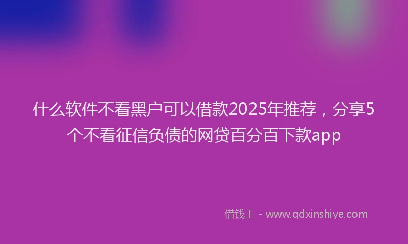 什么软件不看黑户可以借款2025年推荐，分享5个不看征信负债的网贷百分百下款app