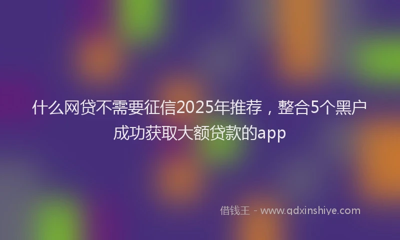 什么网贷不需要征信2025年推荐，整合5个黑户成功获取大额贷款的app