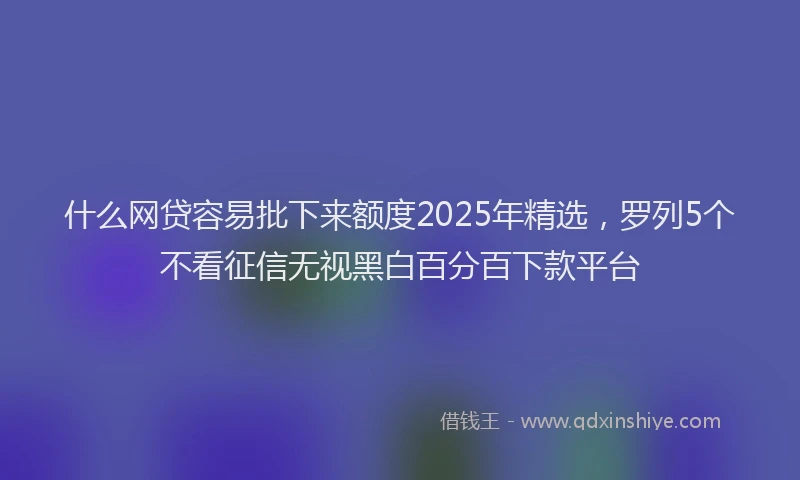 什么网贷容易批下来额度2025年精选，罗列5个不看征信无视黑白百分百下款平台