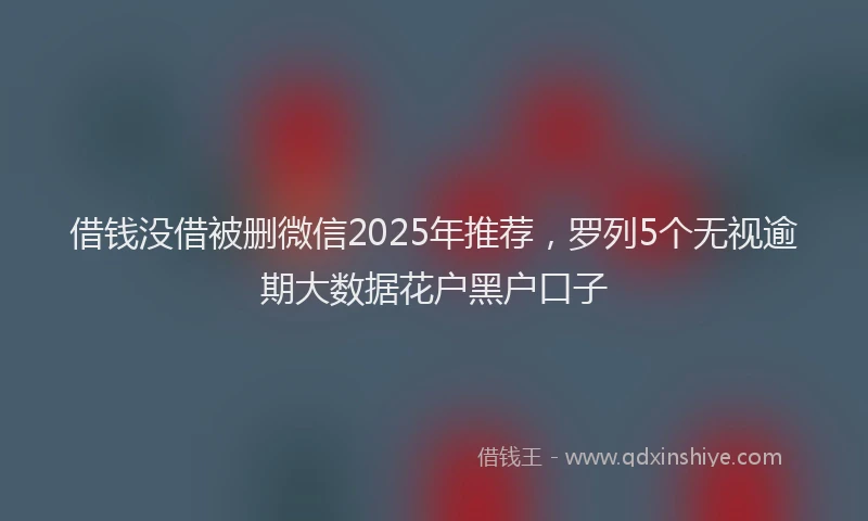 借钱没借被删微信2025年推荐，罗列5个无视逾期大数据花户黑户口子