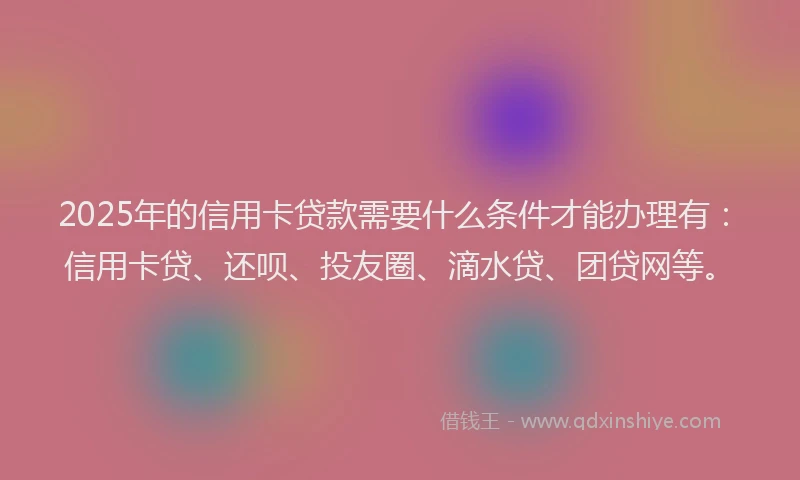 2025年的信用卡贷款需要什么条件才能办理有：信用卡贷、还呗、投友圈、滴水贷、团贷网等。