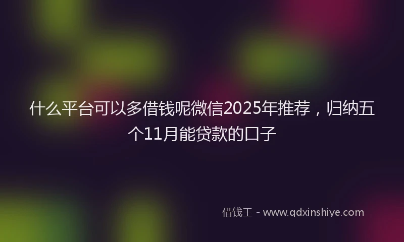 什么平台可以多借钱呢微信2025年推荐，归纳五个11月能贷款的口子