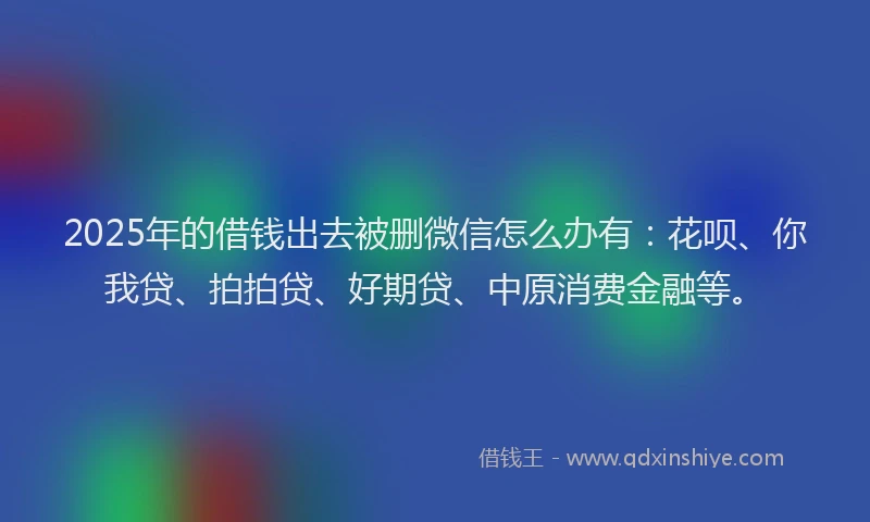 2025年的借钱出去被删微信怎么办有：花呗、你我贷、拍拍贷、好期贷、中原消费金融等。