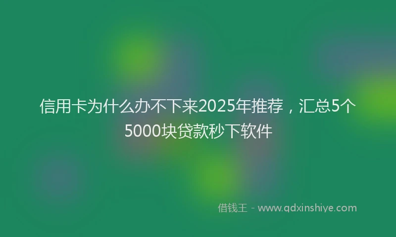 信用卡为什么办不下来2025年推荐，汇总5个5000块贷款秒下软件