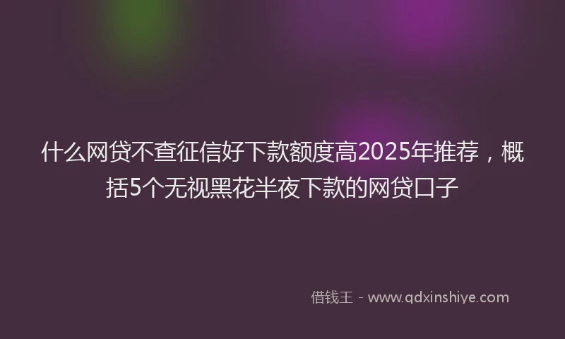 什么网贷不查征信好下款额度高2025年推荐，概括5个无视黑花半夜下款的网贷口子