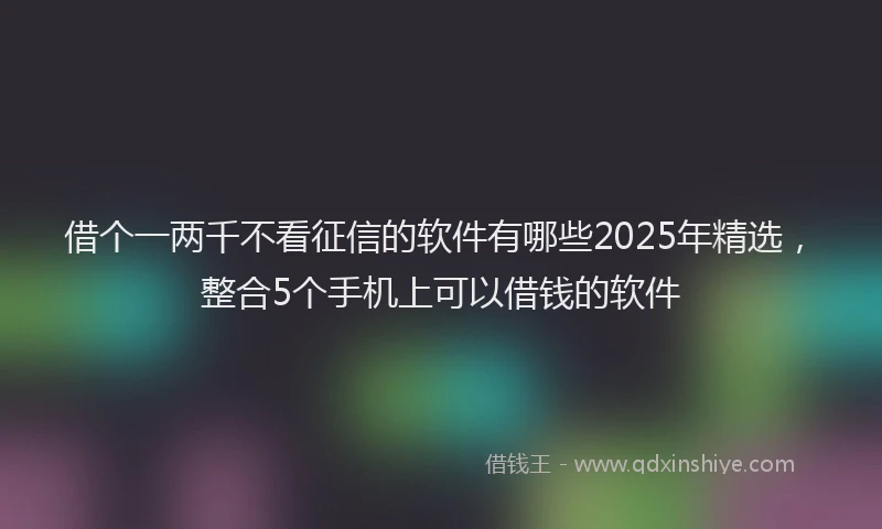 借个一两千不看征信的软件有哪些2025年精选，整合5个手机上可以借钱的软件