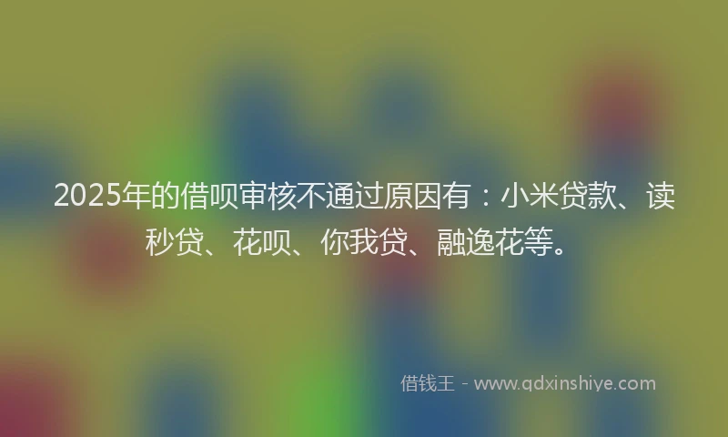 2025年的借呗审核不通过原因有：小米贷款、读秒贷、花呗、你我贷、融逸花等。