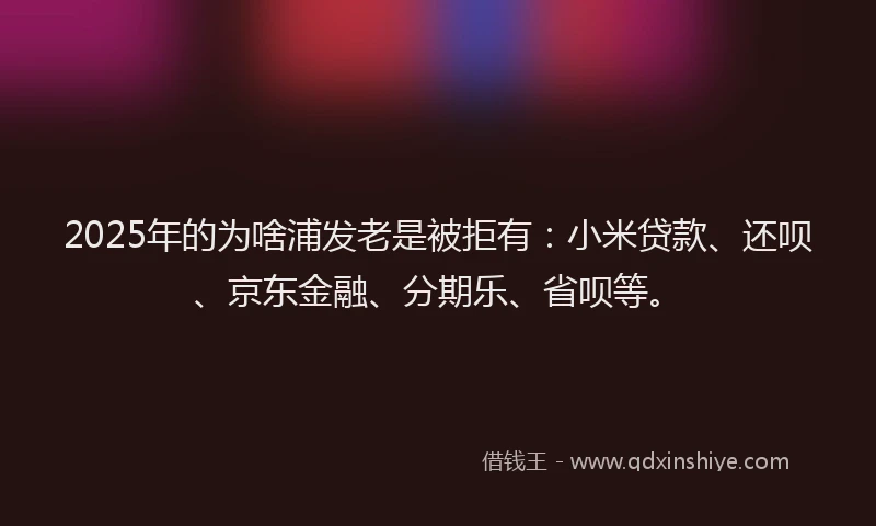 2025年的为啥浦发老是被拒有：小米贷款、还呗、京东金融、分期乐、省呗等。