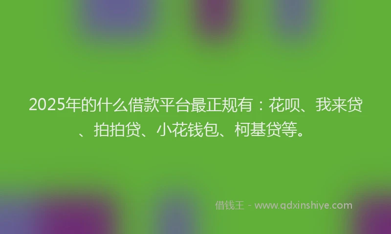 2025年的什么借款平台最正规有：花呗、我来贷、拍拍贷、小花钱包、柯基贷等。