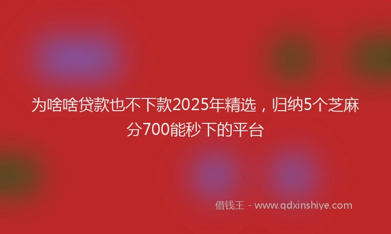 为啥啥贷款也不下款2025年精选，归纳5个芝麻分700能秒下的平台
