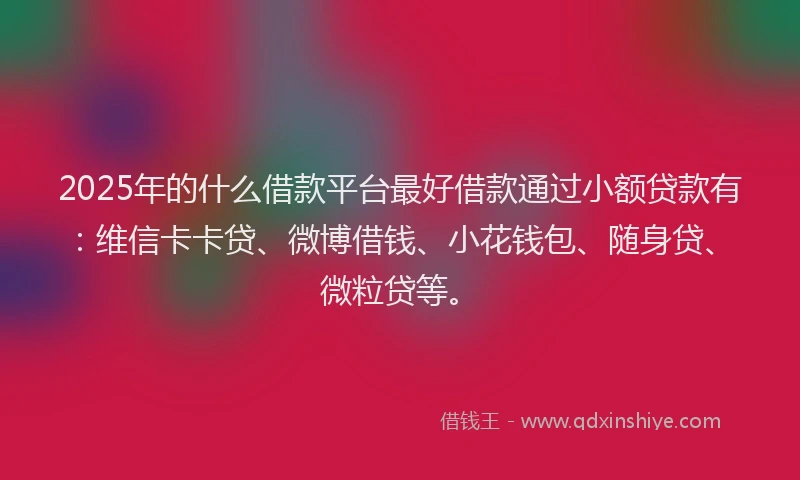 2025年的什么借款平台最好借款通过小额贷款有：维信卡卡贷、微博借钱、小花钱包、随身贷、微粒贷等。