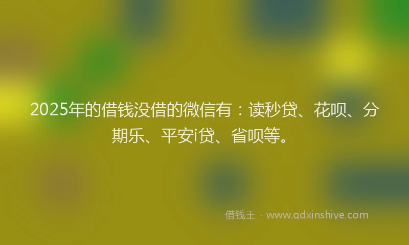 2025年的借钱没借的微信有：读秒贷、花呗、分期乐、平安i贷、省呗等。