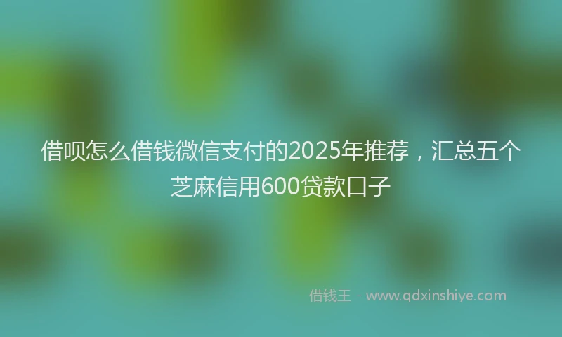 借呗怎么借钱微信支付的2025年推荐，汇总五个芝麻信用600贷款口子
