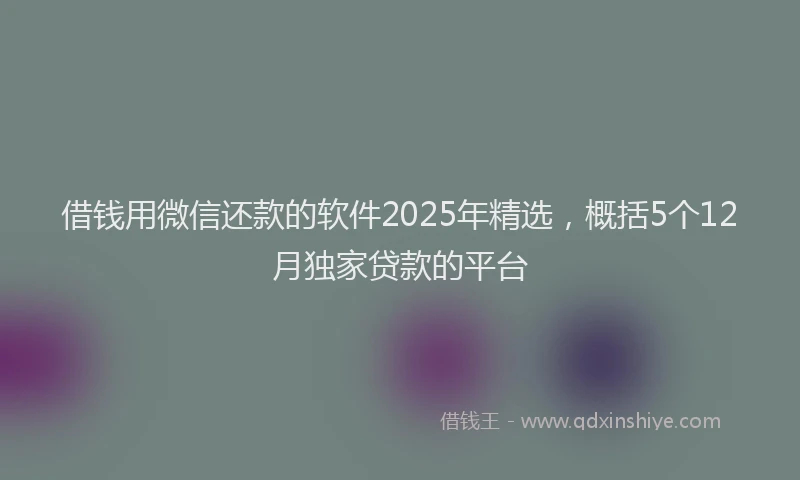 借钱用微信还款的软件2025年精选，概括5个12月独家贷款的平台