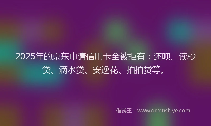 2025年的京东申请信用卡全被拒有：还呗、读秒贷、滴水贷、安逸花、拍拍贷等。
