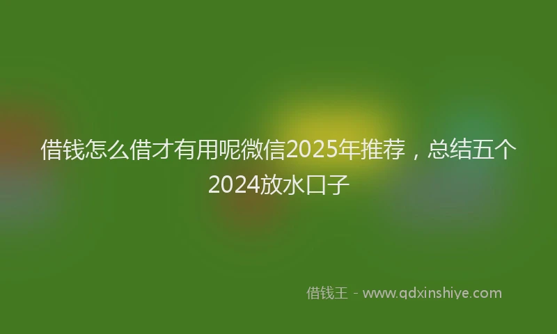 借钱怎么借才有用呢微信2025年推荐，总结五个2024放水口子