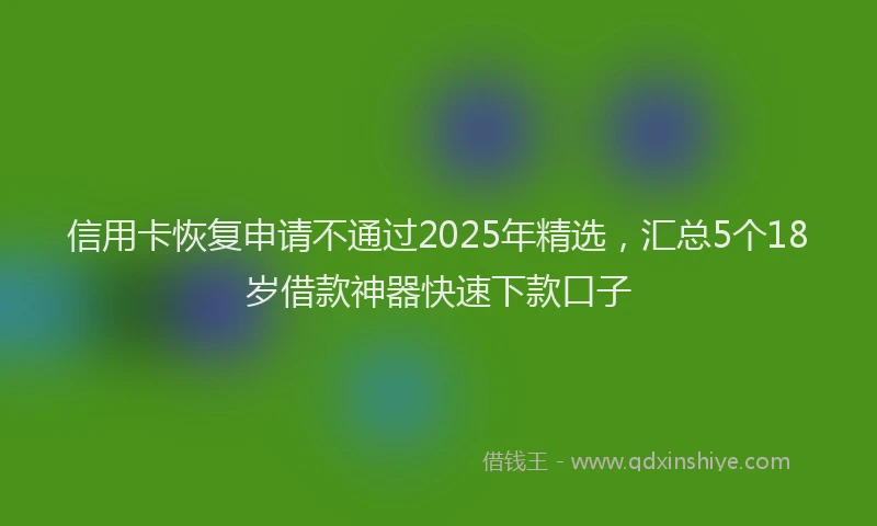 信用卡恢复申请不通过2025年精选，汇总5个18岁借款神器快速下款口子