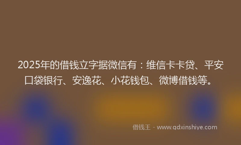 2025年的借钱立字据微信有：维信卡卡贷、平安口袋银行、安逸花、小花钱包、微博借钱等。
