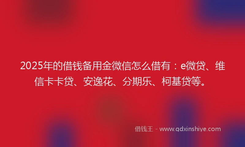 2025年的借钱备用金微信怎么借有：e微贷、维信卡卡贷、安逸花、分期乐、柯基贷等。