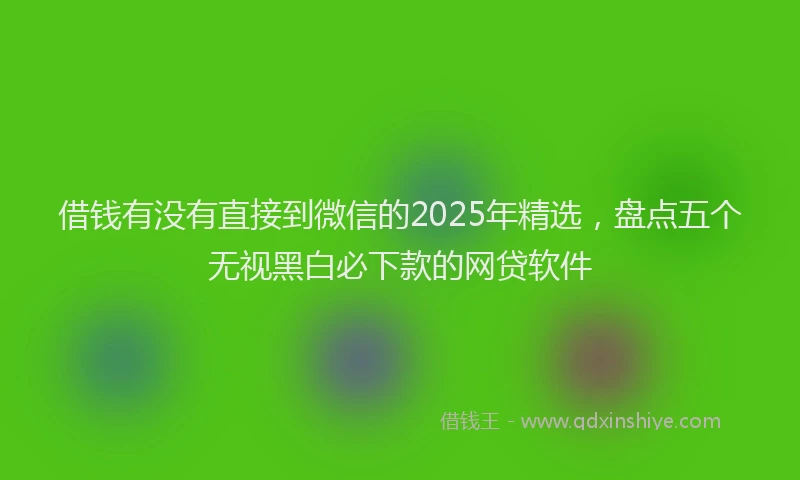 借钱有没有直接到微信的2025年精选，盘点五个无视黑白必下款的网贷软件
