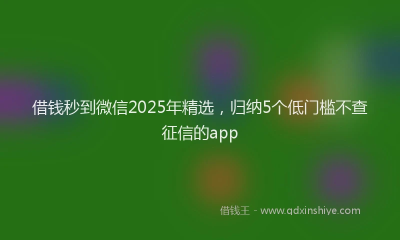 借钱秒到微信2025年精选，归纳5个低门槛不查征信的app