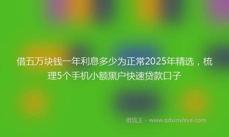 借五万块钱一年利息多少为正常2025年精选，梳理5个手机小额黑户快速贷款口子
