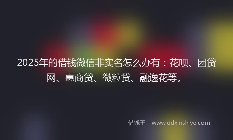 2025年的借钱微信非实名怎么办有：花呗、团贷网、惠商贷、微粒贷、融逸花等。