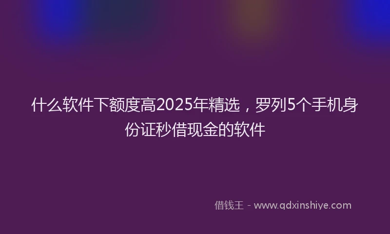 什么软件下额度高2025年精选，罗列5个手机身份证秒借现金的软件