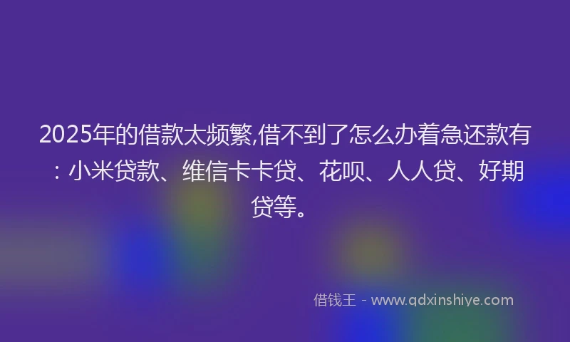 2025年的借款太频繁,借不到了怎么办着急还款有：小米贷款、维信卡卡贷、花呗、人人贷、好期贷等。