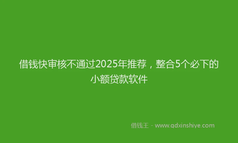 借钱快审核不通过2025年推荐，整合5个必下的小额贷款软件