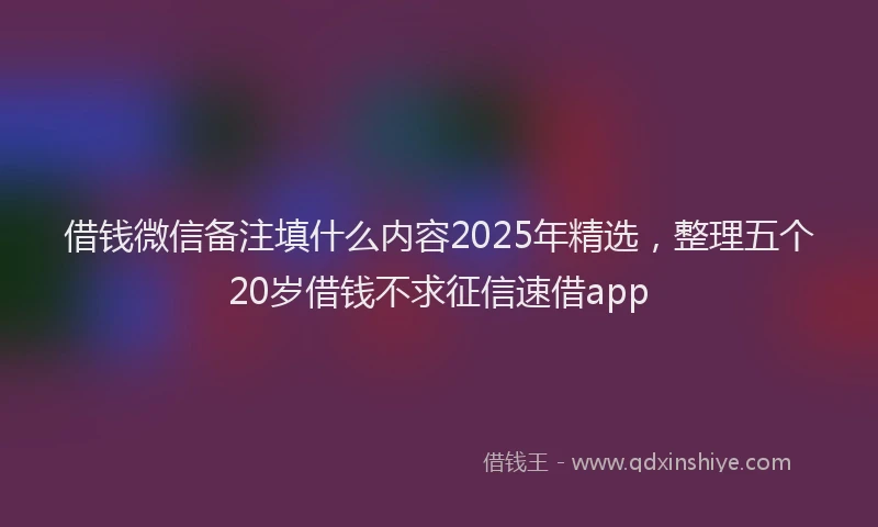 借钱微信备注填什么内容2025年精选，整理五个20岁借钱不求征信速借app