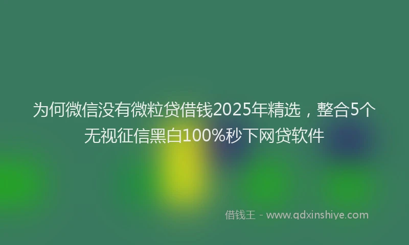 为何微信没有微粒贷借钱2025年精选，整合5个无视征信黑白100%秒下网贷软件
