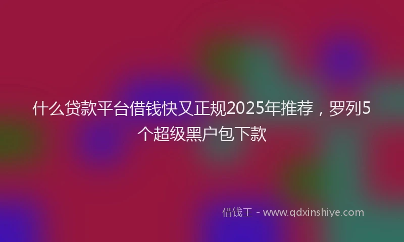 什么贷款平台借钱快又正规2025年推荐，罗列5个超级黑户包下款
