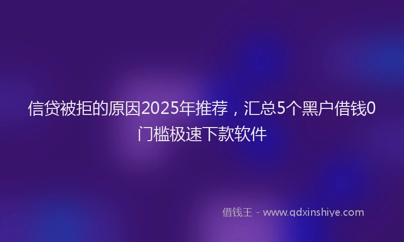 信贷被拒的原因2025年推荐，汇总5个黑户借钱0门槛极速下款软件