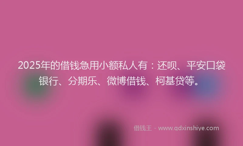 2025年的借钱急用小额私人有：还呗、平安口袋银行、分期乐、微博借钱、柯基贷等。
